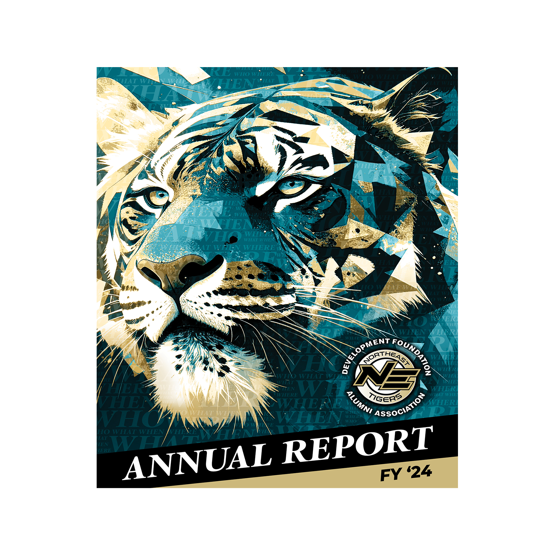 Cover graphic for the FY 2024 Foundation Annual Report featuring a gold tiger walking away leaving footprints with the text "Leave Your Legacy"