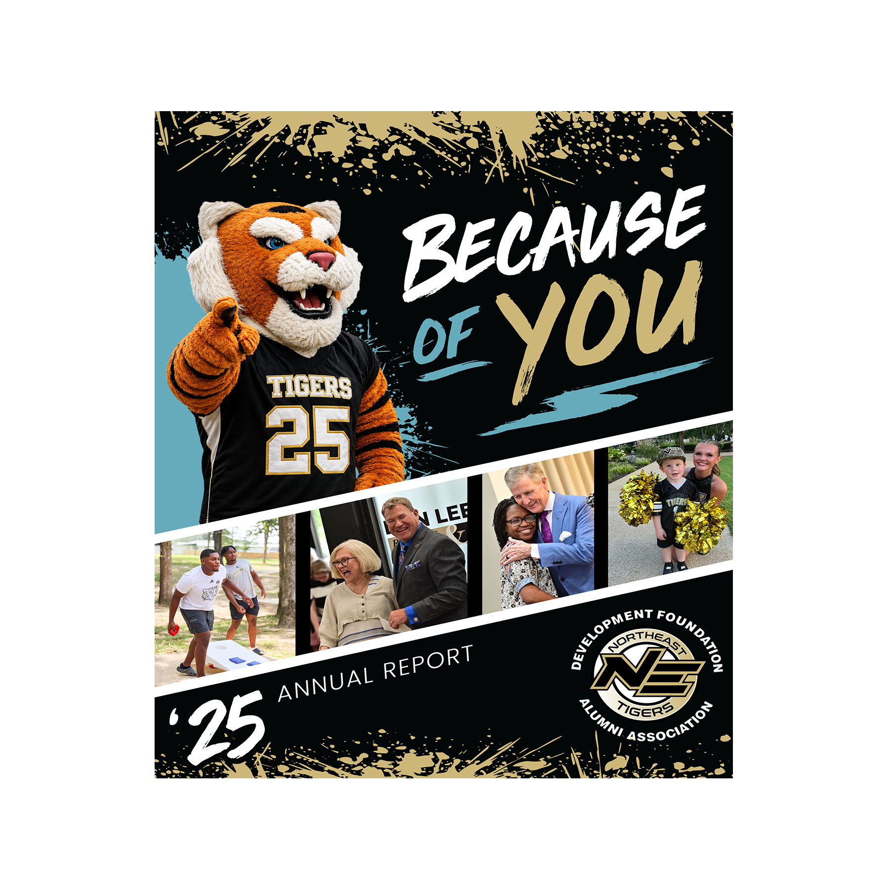 Cover graphic for the FY 2024 Foundation Annual Report featuring a gold tiger walking away leaving footprints with the text "Leave Your Legacy"