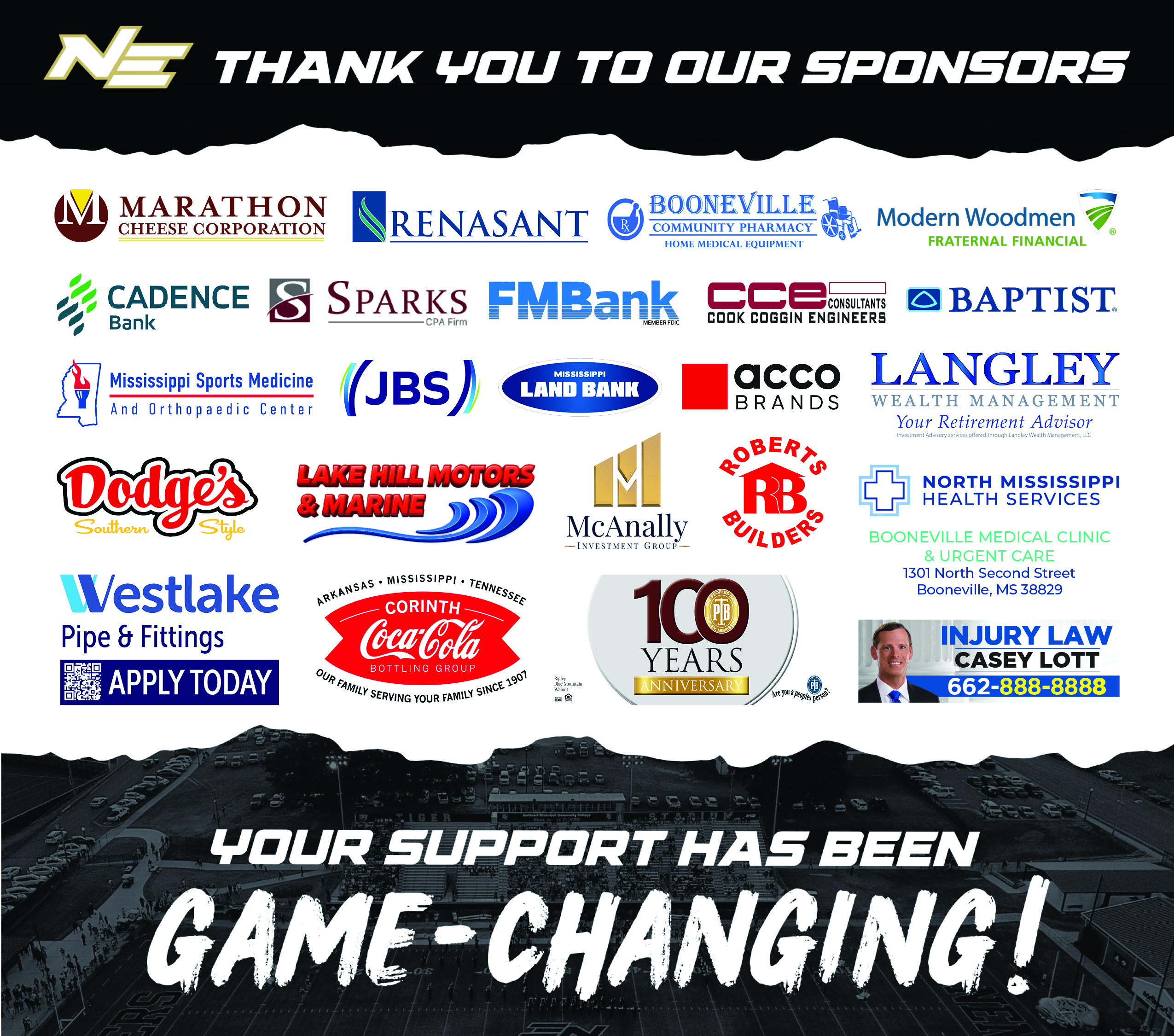 Logos for the 2025-2026 Jump on Board Campaign sponsors